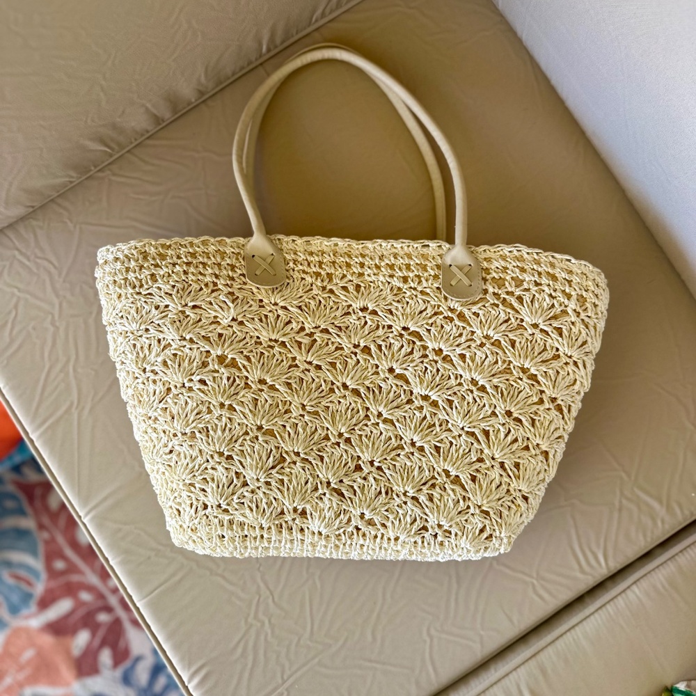 Fashion One, Shell-Crochet Straw Beach Bag/ Tote - Picture 8 of 8